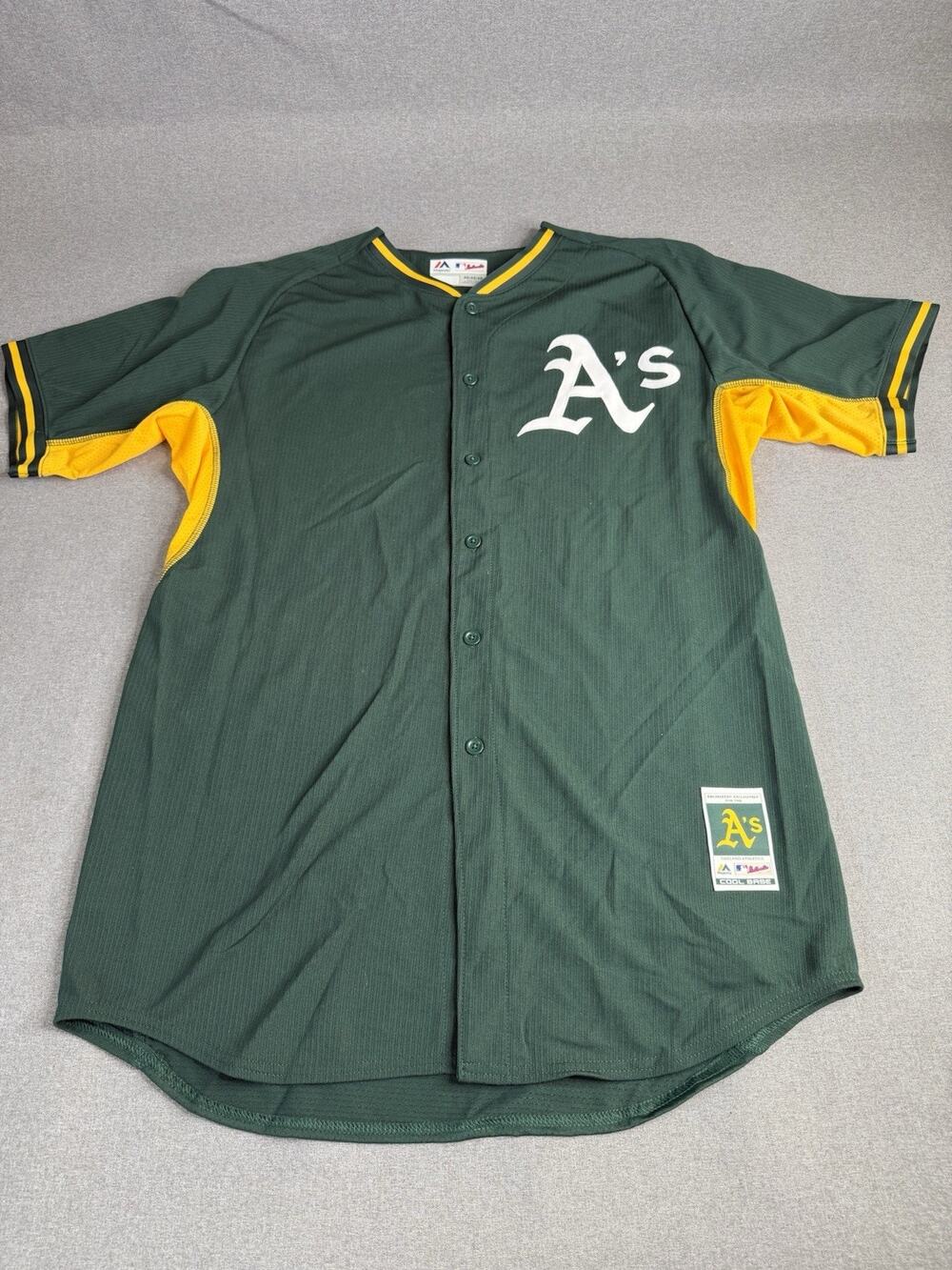 Oakland A's Majestic Team Issued Cool Base BP Jersey Size 48 XL Authentic 0380